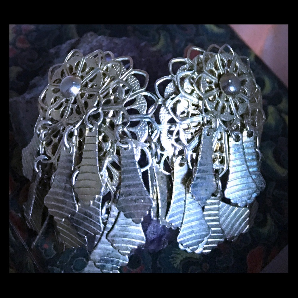 Sun inspired vintage clip earrings -added pics