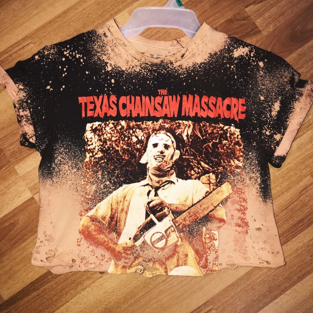 Distressed crop top Texas Chainsaw Massacre Tshirt