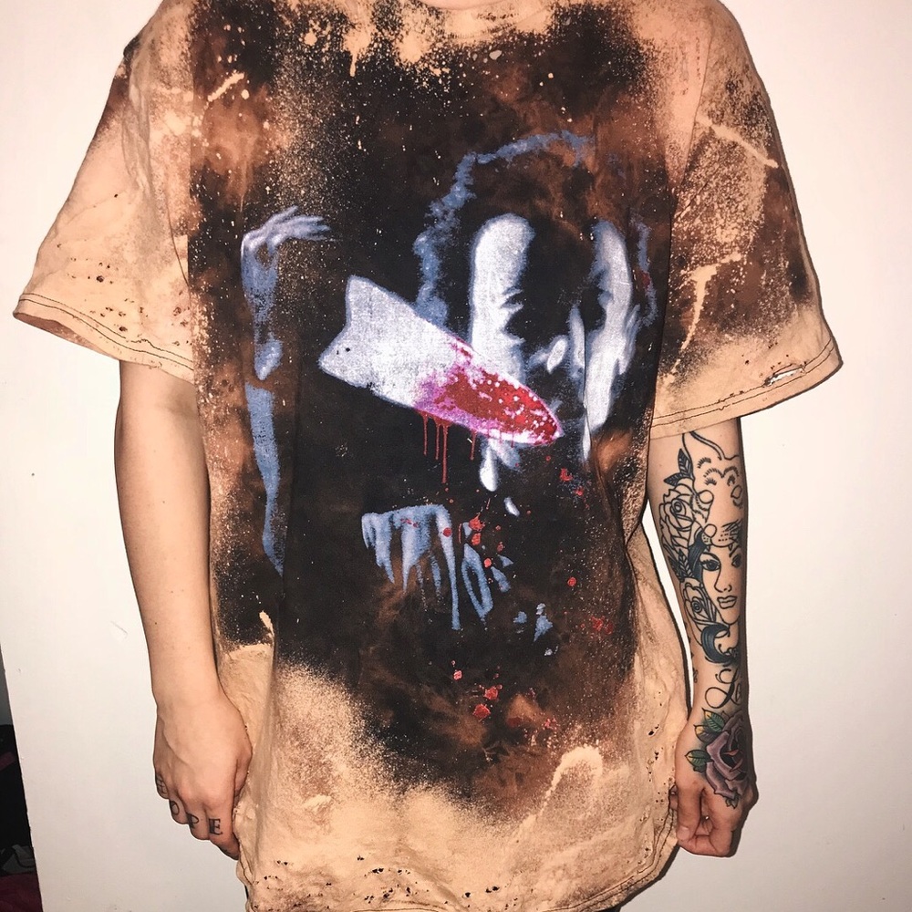 Distressed Halloween horror film T-shirt