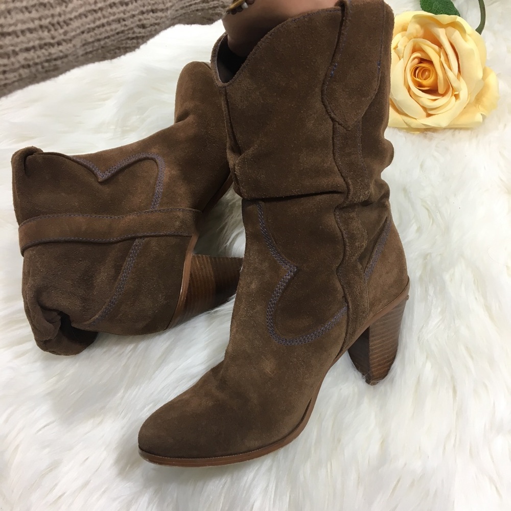 F Crown Suede Brown CowBoy Boots