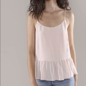 grana Tops - Grana Silk Peplum Tank, Size Small, Pale Pink grana Tops - Grana Silk Peplum Tank, Size Small, Pale Pink