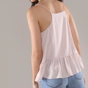 grana Tops - Grana Silk Peplum Tank, Size Small, Pale Pink grana Tops - Grana Silk Peplum Tank, Size Small, Pale Pink