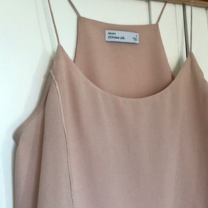 grana Tops - Grana Silk Peplum Tank, Size Small, Pale Pink grana Tops - Grana Silk Peplum Tank, Size Small, Pale Pink