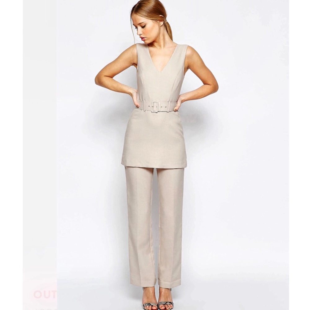 ASOS V-neck straight legged jumpsuit with belt