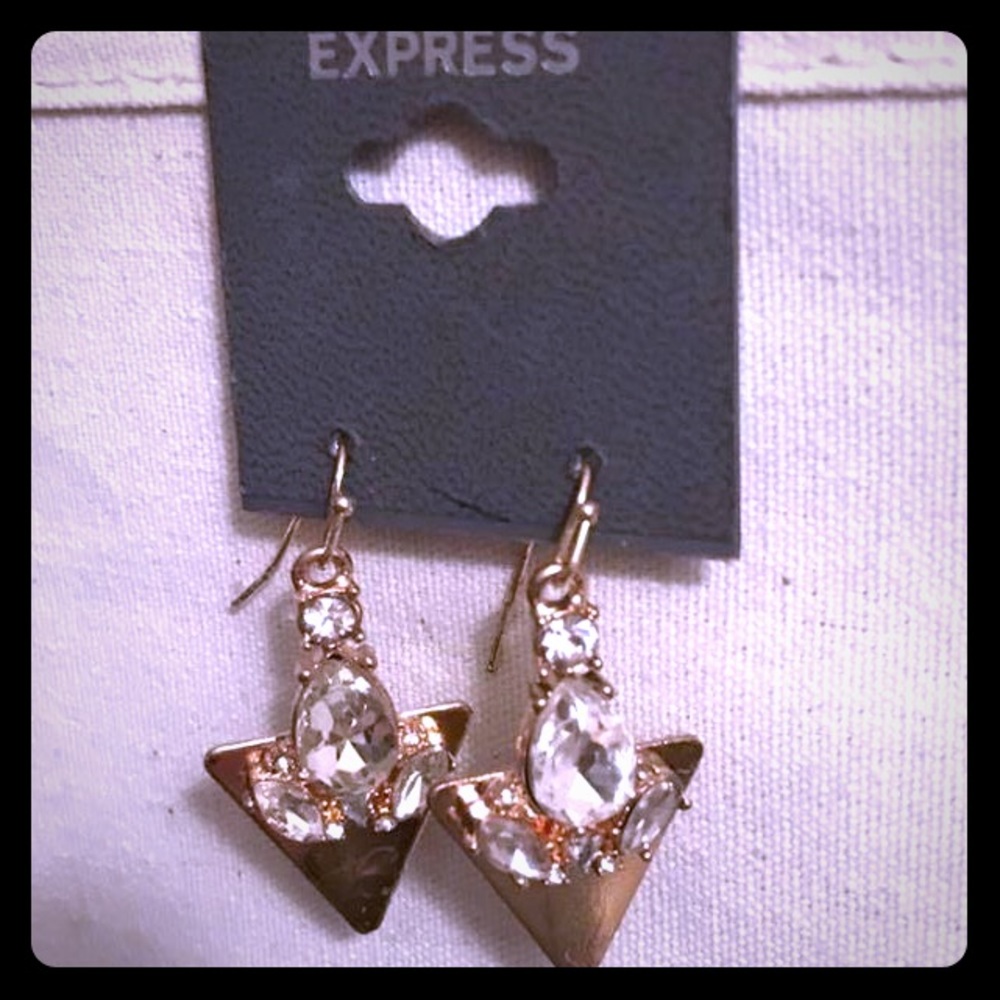 Gold with rhinestones Express earrings