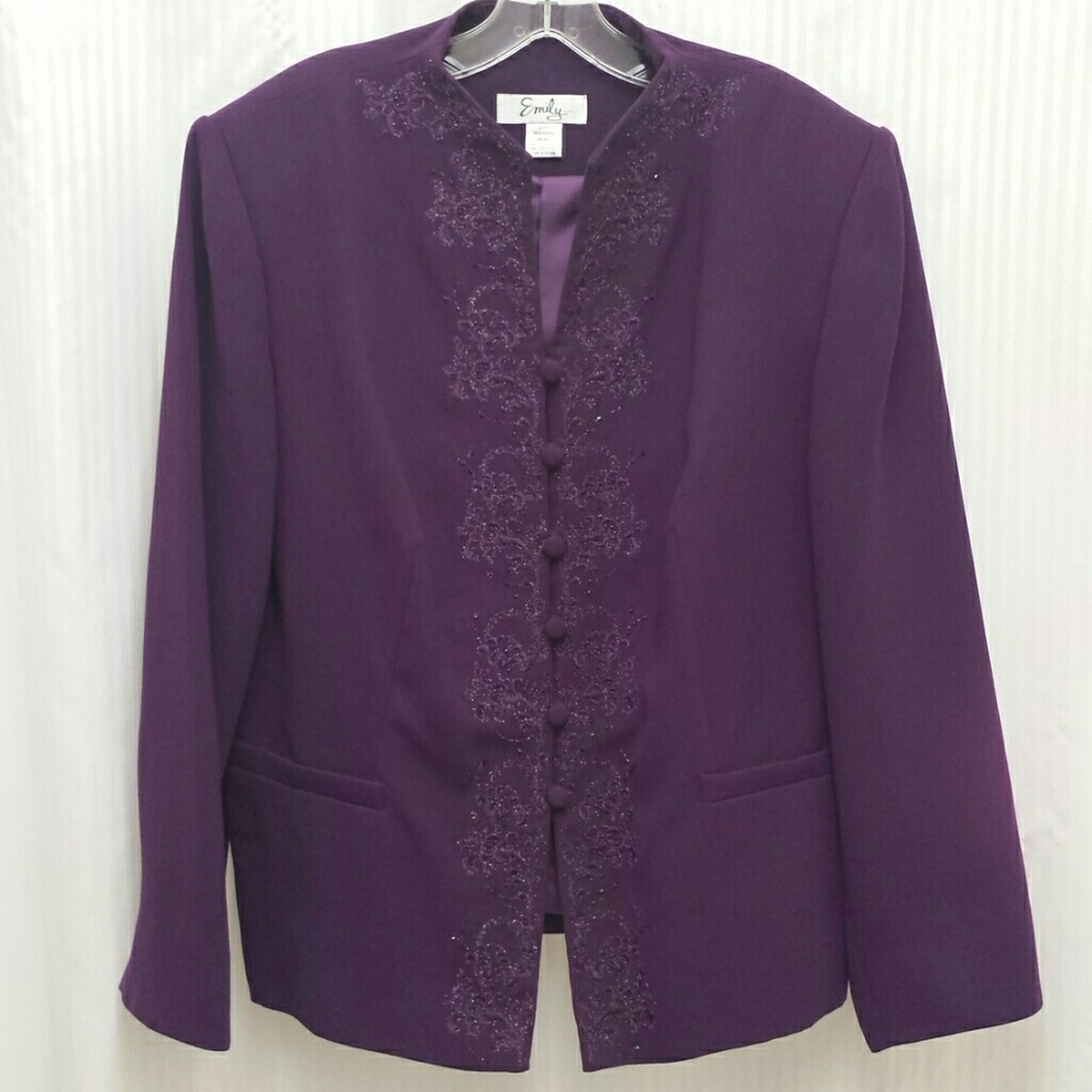 Embroidered purple suit jacket