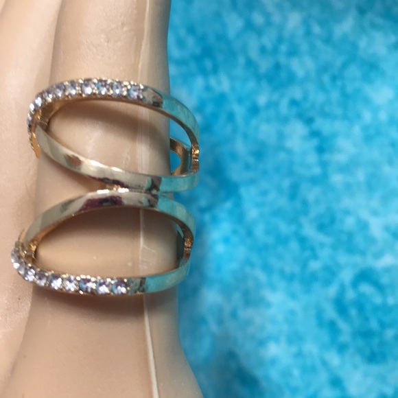 Criss Cross Golden Bands with Pave’ Crystals - Picture 3 of 8