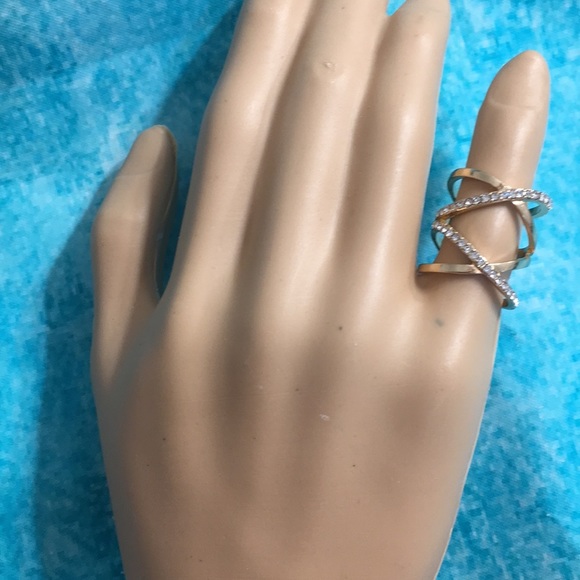 Criss Cross Golden Bands with Pave’ Crystals - Picture 7 of 8