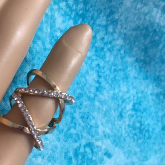 Criss Cross Golden Bands with Pave’ Crystals - Picture 8 of 8