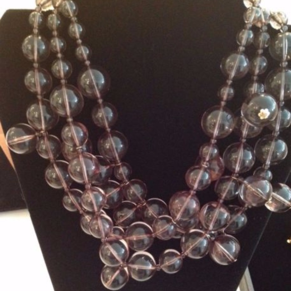 Kenneth Jay Lane Grey Lucite Necklace - Signed