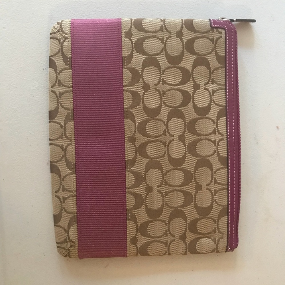 Coach pouch (meant for iPad) Brown and magenta