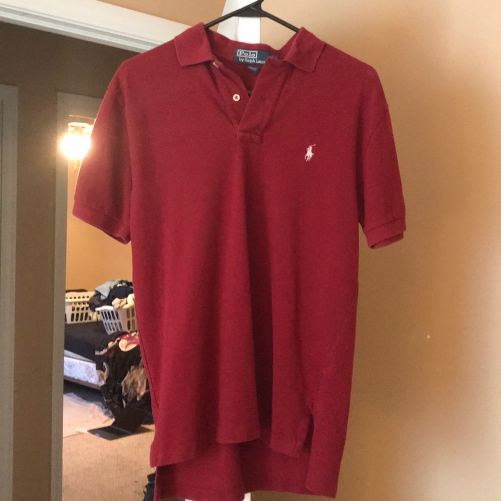 Men’s red Ralph Lauren polo shirt