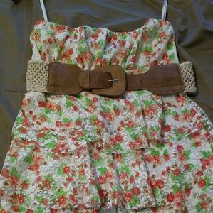 Strapless ruffle front top