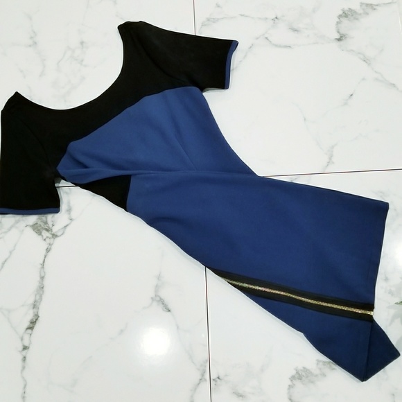 JCouture Sheath  Dress with Gold Zipper β’ Stretchy - Picture 4 of 7