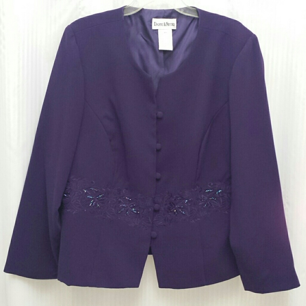Embroidered purple suit jacket
