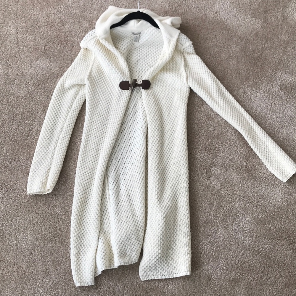 Long hooded cream lucky brand sweater
