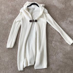 Long hooded cream lucky brand sweater