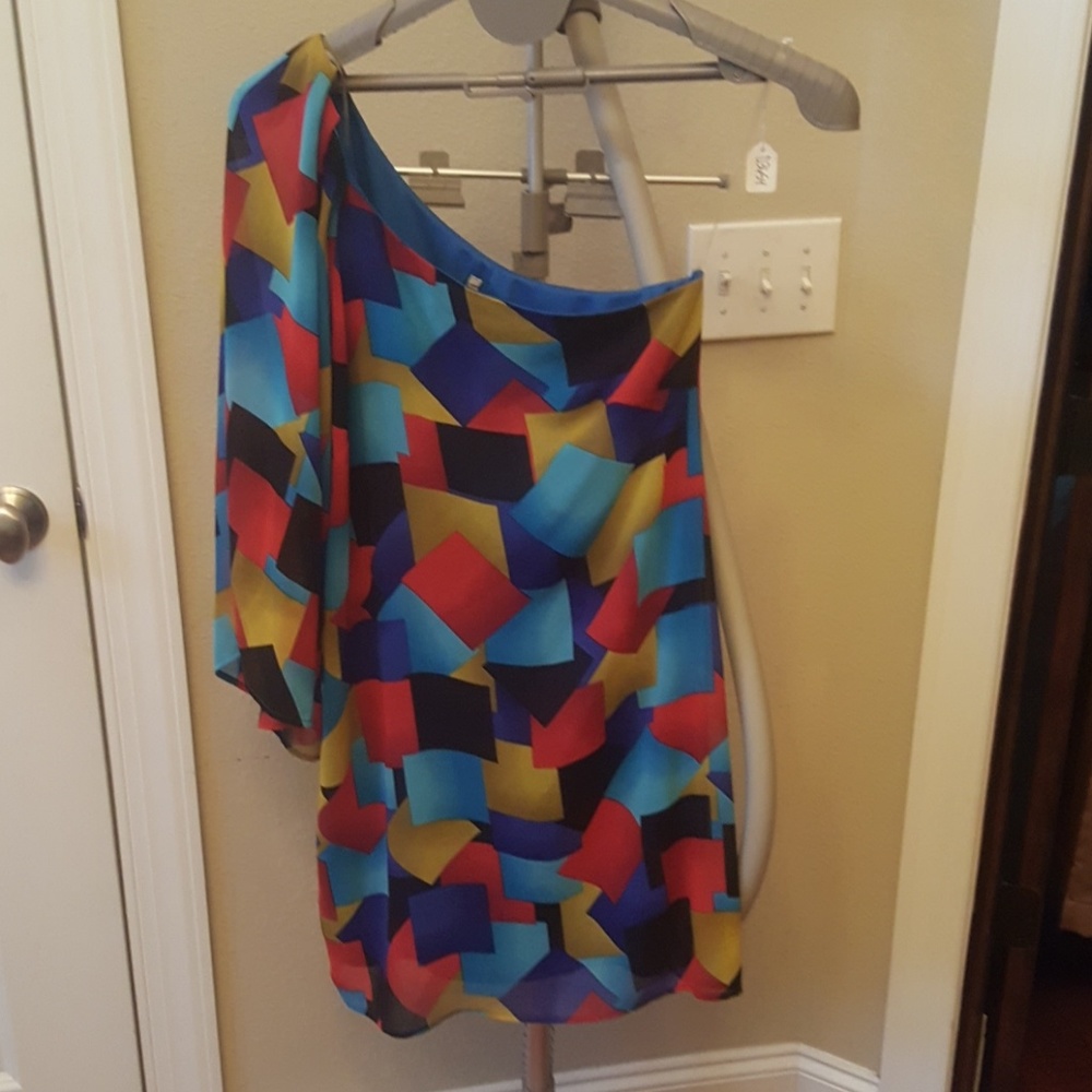 Hello Miss one shoulder dress multi color sz L