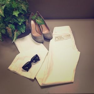 WHBM Blanc White embellished Stretch Jeans SZ 2