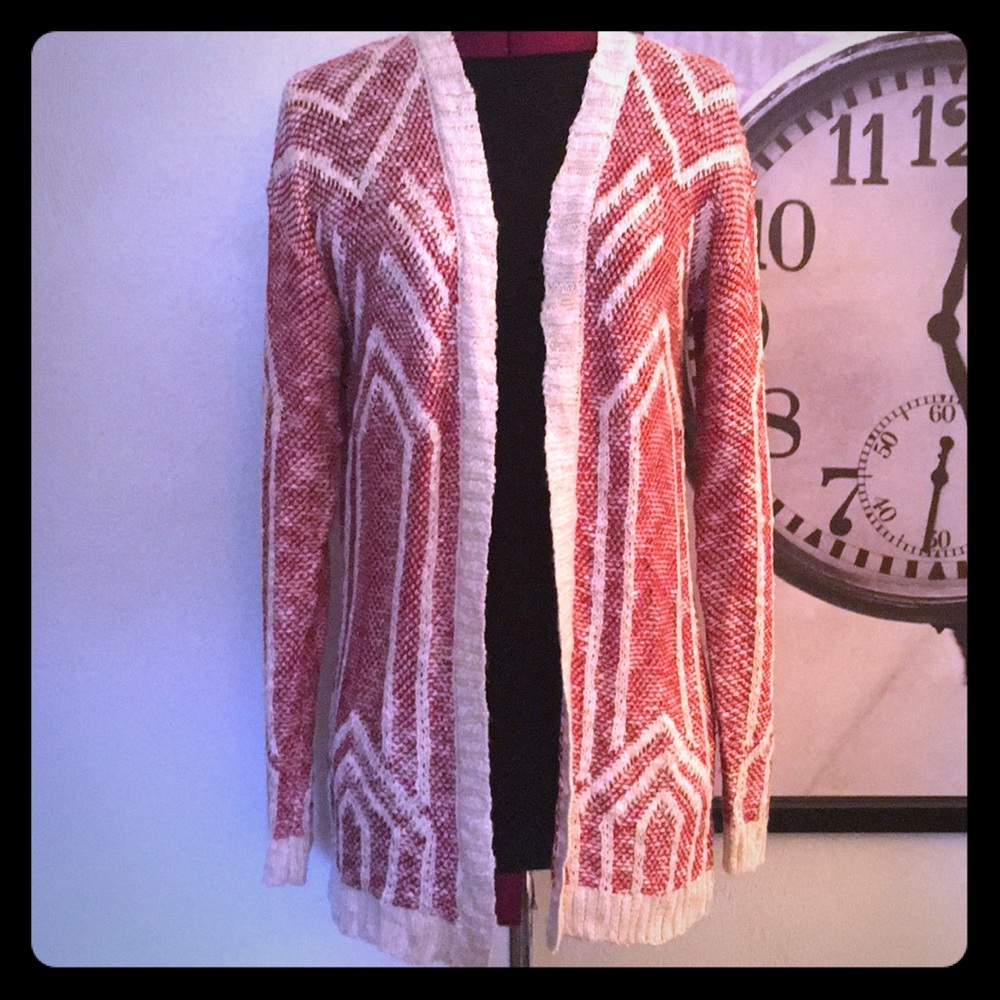 Red and White Cardigan