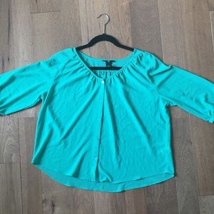 H&M 3/4 sleeve Semi-Sheer Aqua Green Top
