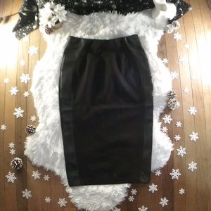 NEW Sexy Black Faux Leather Panel Pencil Skirt