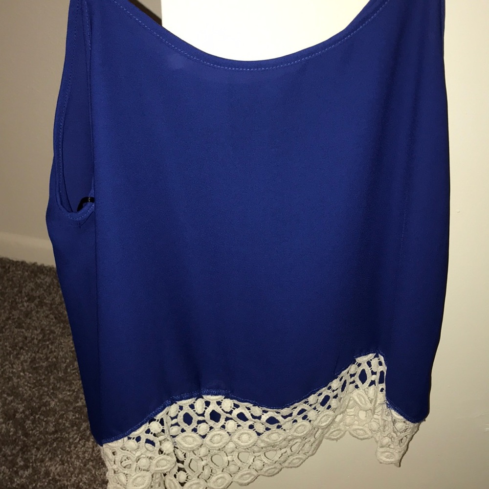 See through navy tank top