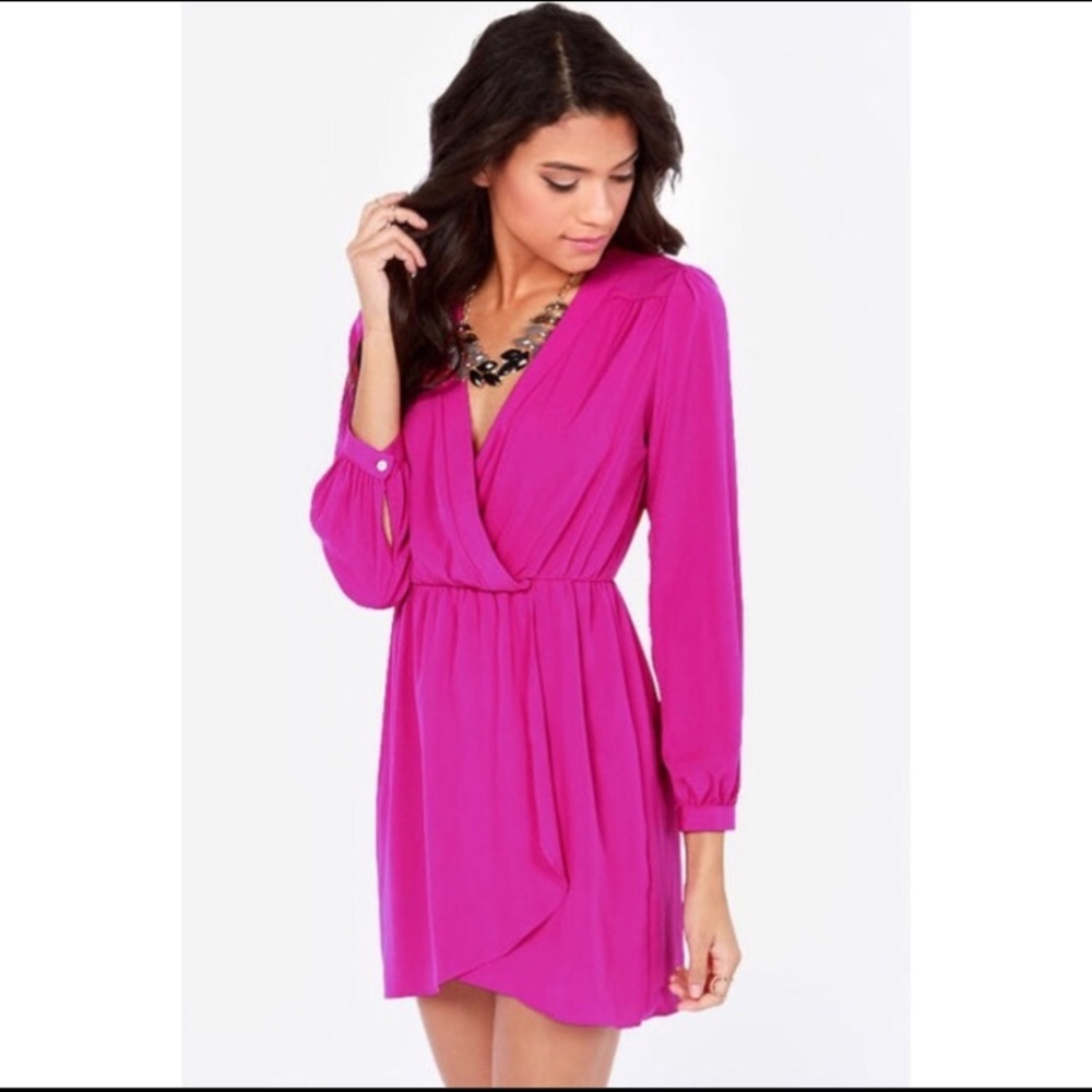 Lulus Magenta pink wrap dress