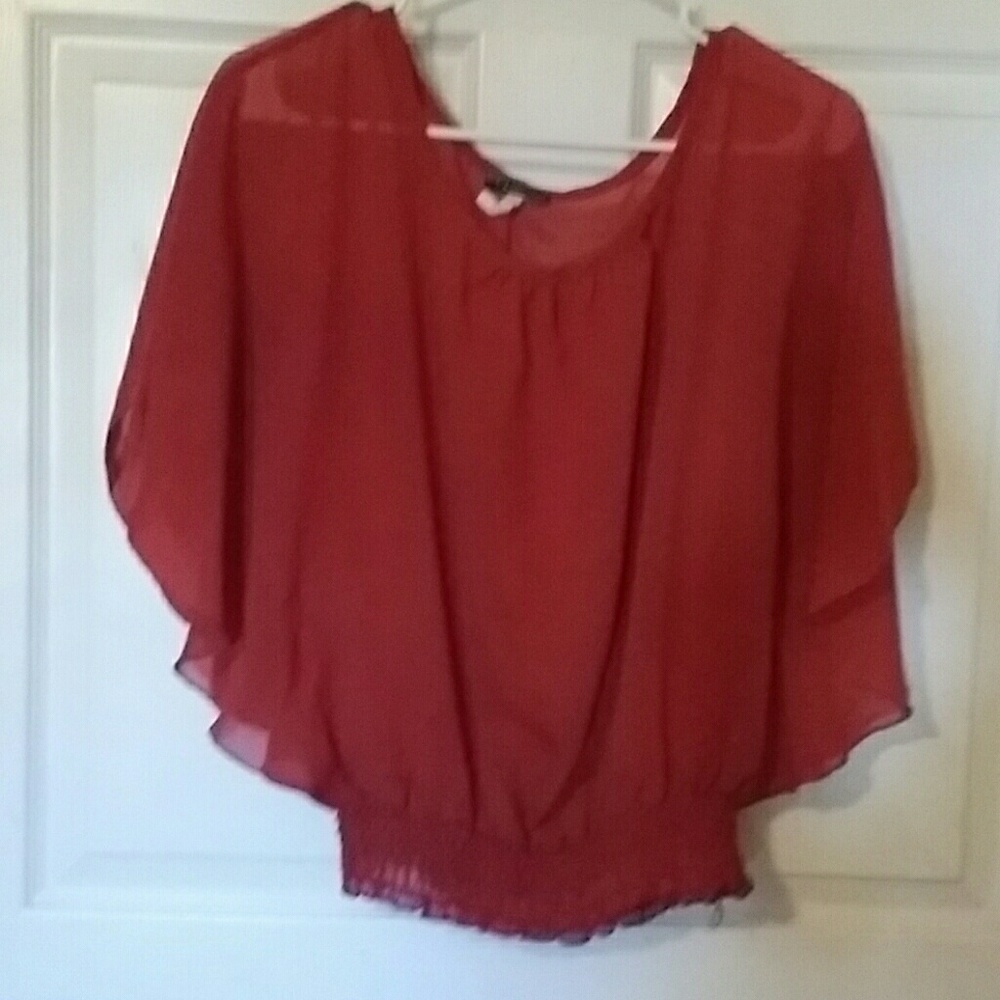 Red sheer top