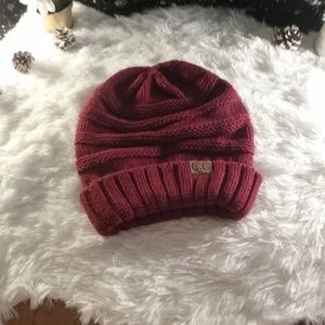 C.C. Beanie Maroon Knit Slouchy Hat