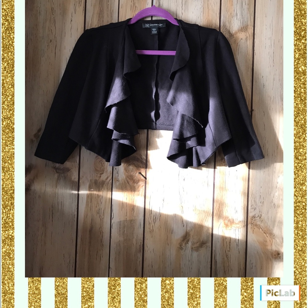 I.N.C Beautiful Black Ruffle Shrug  Sz Small