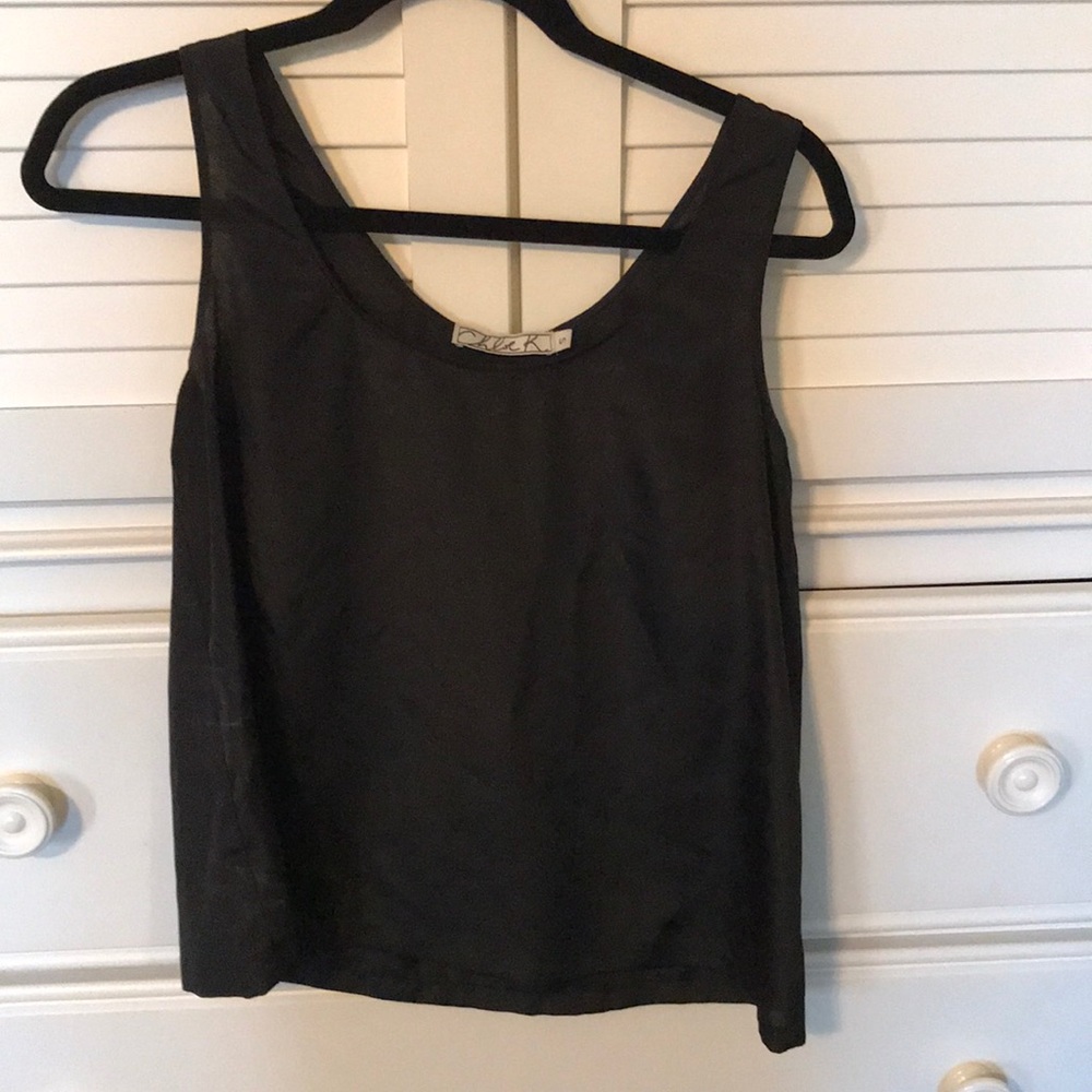 Black satin tank with bow detail
