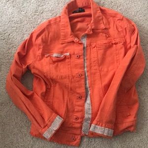 Customized Forever 21 Orange Denim Jacket
