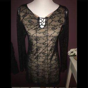 Pretty black shirt with lace and tie