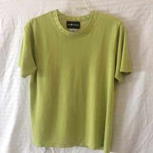 Sag Harbor Green Sweater Short Sleeve Sz Medium