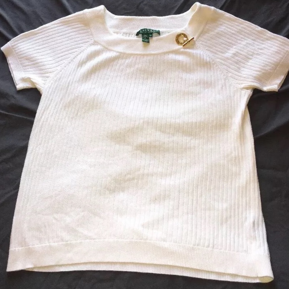 Ralph Lauren White knitted short sleeve sweater