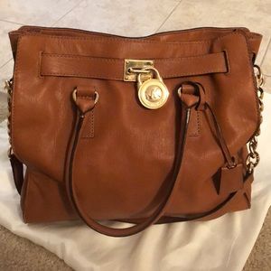 Michael Kors Hamilton Leather Bag (luggage color)