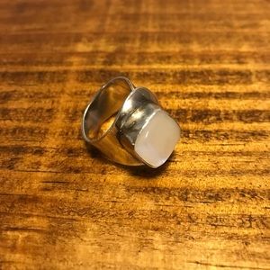 Silver ring white stone