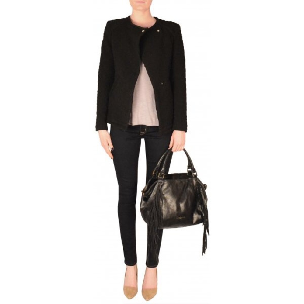 Iro Women's Black Heddi Asymmetric Cloqué Jacket