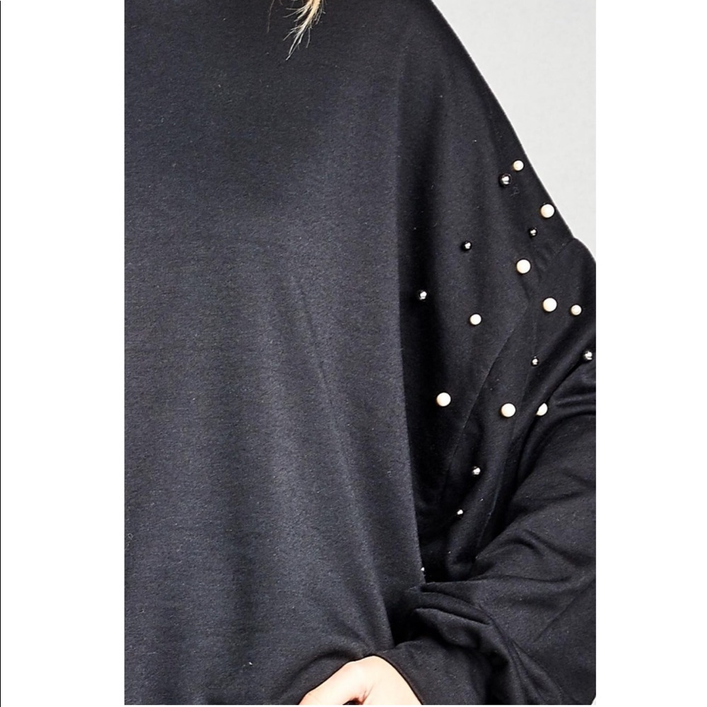 ❤️1 M left❤️ Pearl Detail Long Sleeve Sweatshirt - Picture 4 of 8