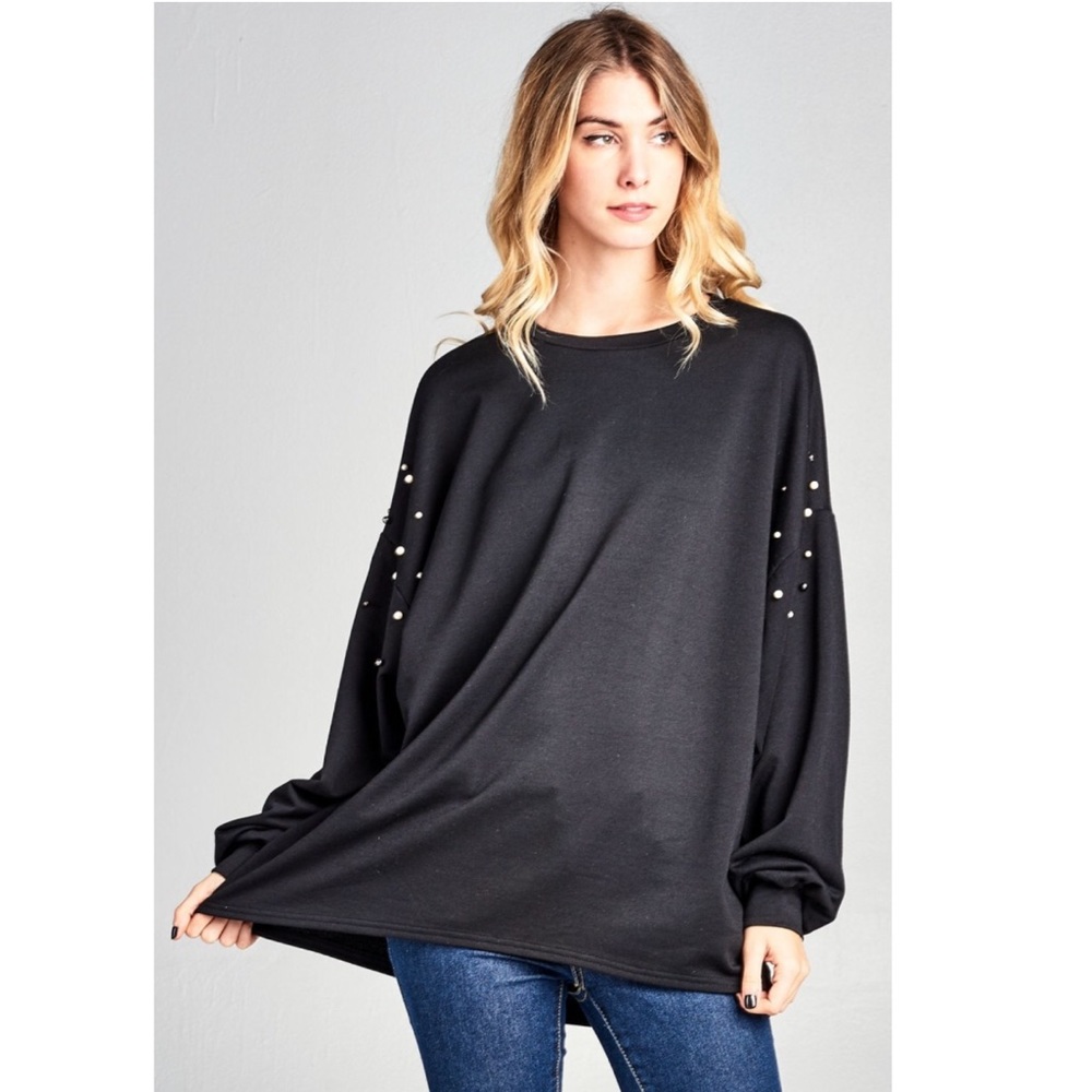 ❤️1 M left❤️ Pearl Detail Long Sleeve Sweatshirt - Picture 7 of 8