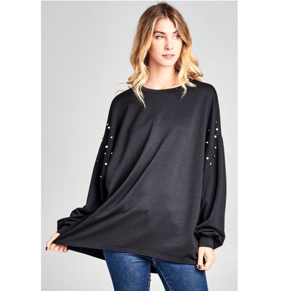 ❤️1 M left❤️ Pearl Detail Long Sleeve Sweatshirt - Picture 7 of 8