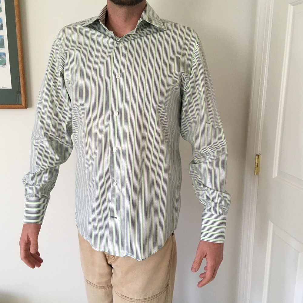 Purple and green striped Banana Republic Shirt
