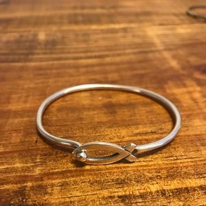 Silver Christian fish bangle/ bracelet