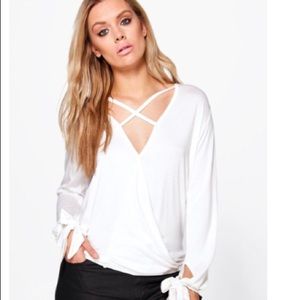 BooHoo Plus Danielle Cross Front Wrap top