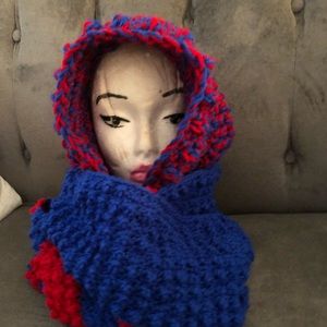 Hooded wrap around scarf.