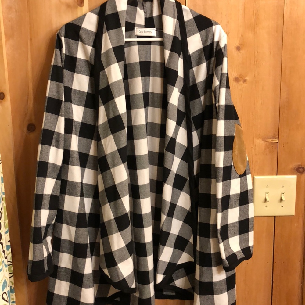 NWOT Buffalo Plaid Flannel Open Front Cardigan