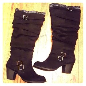 Wide calf suede boots