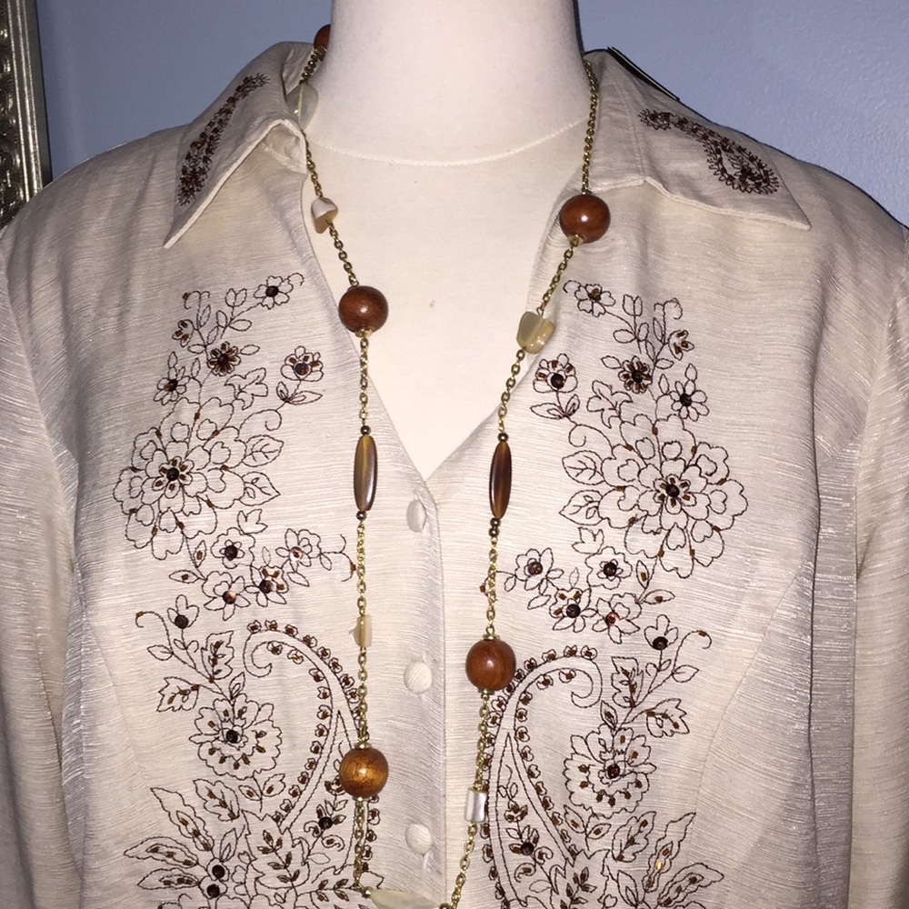 Hand Beaded Silk Jacket/Blouse NWT