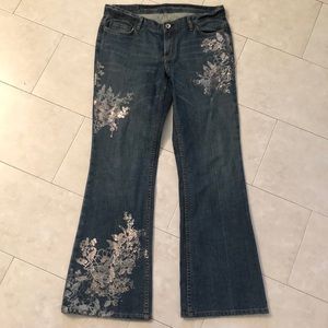 Gorgeous sliver & rhinestone detail Express Jeans